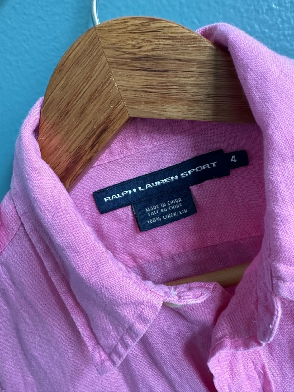 Ralph Lauren Sport Reworked Pink Linen Shirt | Patriotic American Flag | Size 4 - Picture 5 of 11